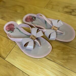 Ted Baker Susie P Bow Flip Flops Pink Sandals with Bow